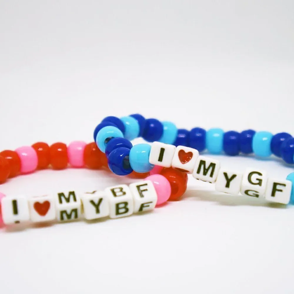 I Love my BF/GF Word Beaded Kandi Bracelet Set